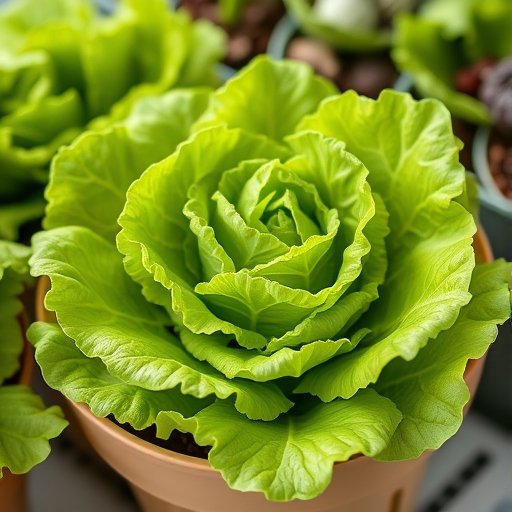 Fresh lettuce growing in pot 